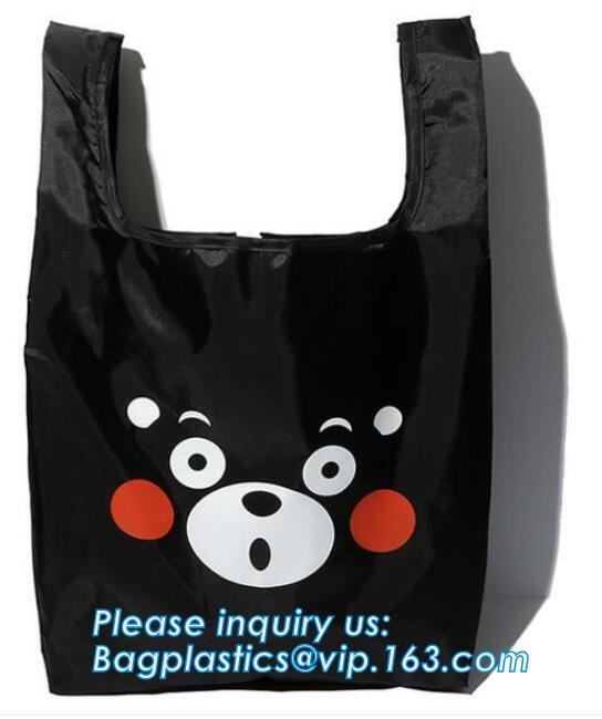 Recycled Foldable Nylon Polyester Tote Bag with logos polyester shopping bag Custom advertising handle non woven bag PAC