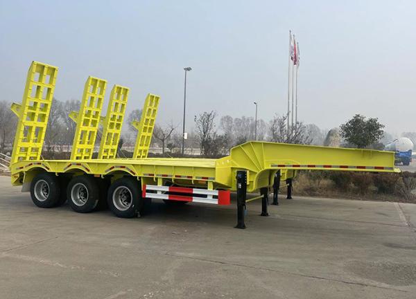 60 80 100 Tons Lowboy Flatbed Lowbed Gooseneck Truck Semi Trailer With Steel