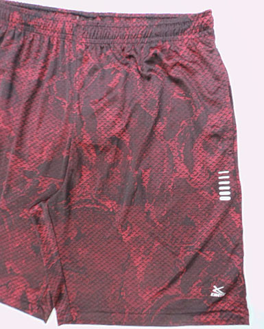 Red Adjustable Drawstring Fabric 140gsm Mens Jogger Shorts With Pockets