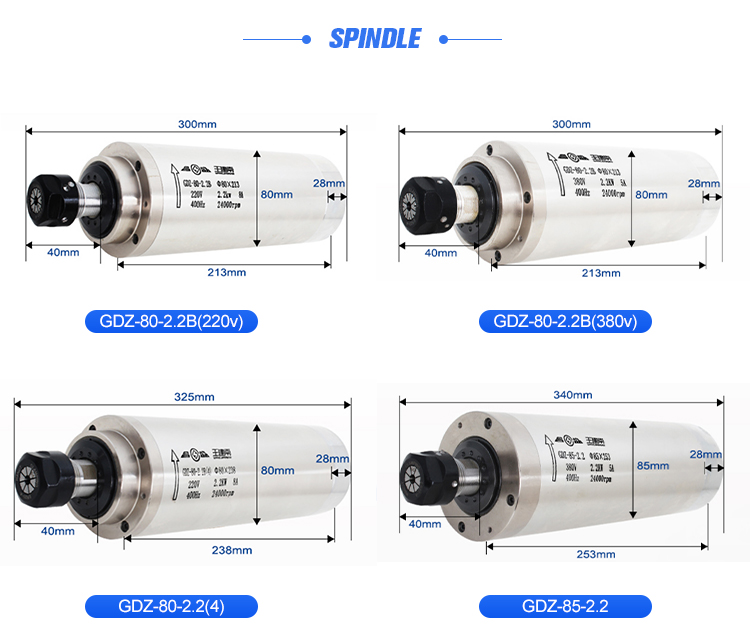 CNC Milling Machine 2.2kW 220V Water Cooled Spindle Motor with 80mm Holder and Pump Kit