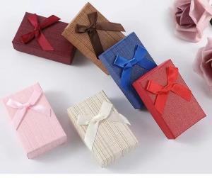 Quality Luxury Jewelry Embossing Cardboard Gift Packaging Box With Ribbon wholesale