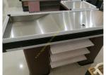 Convenience Supermarket Checkout Counter And Cashier Desk With Display Shelves