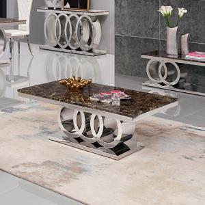 Quality 130x70x45cm SS Coffee Table 20mm Marble Top Living Room Tables wholesale