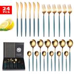 6 Person Tea Coffee Dessert Gold Stainless Flatware LFGB 24 Piece Gold Cutlery