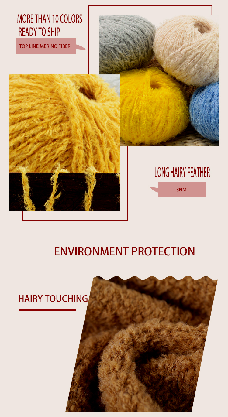 3NM Merino Fluffy Knitting Wool Yarn For Scarf