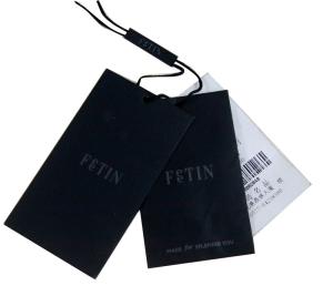 Quality 180gsm Black Recycle Paper Clothing Hang Tags Button Bag With Plastic Logo Drops wholesale