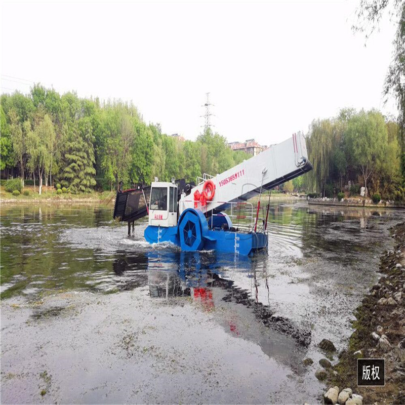 70KW Stainless Steel Aquatic Weed Boat Harvester With Storage Tipper Body For Water Weed Hunting