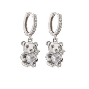 Quality Bear Sterling Silver Crystal Jewelry Hoop Silver Zircon Earrings LovelyLittle wholesale