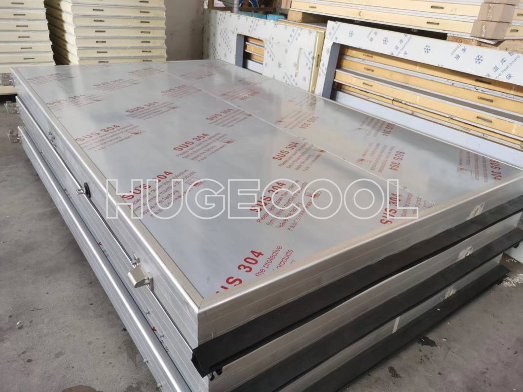 100mm PU Panel Manual Cold Room Sliding Door with Air Curtain