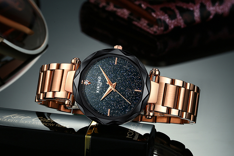 Mineral Glass Quartz Ladies Watch Quartz Stainless Steel Watch KINYUED