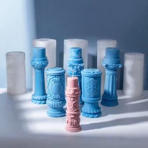 Quality 3D Roman Silicone Column Candle Mold European Simple Home Furnishing Aromatherapy Mold wholesale