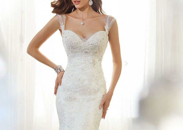 Sling Off White Mermaid Wedding Gown Sweet Heart Backless Sexy Lace Beading Long Tail Dress