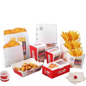 Quality Customized takeaway burger box restaurant disposable fast food fried chicken fries sandwich wholesale