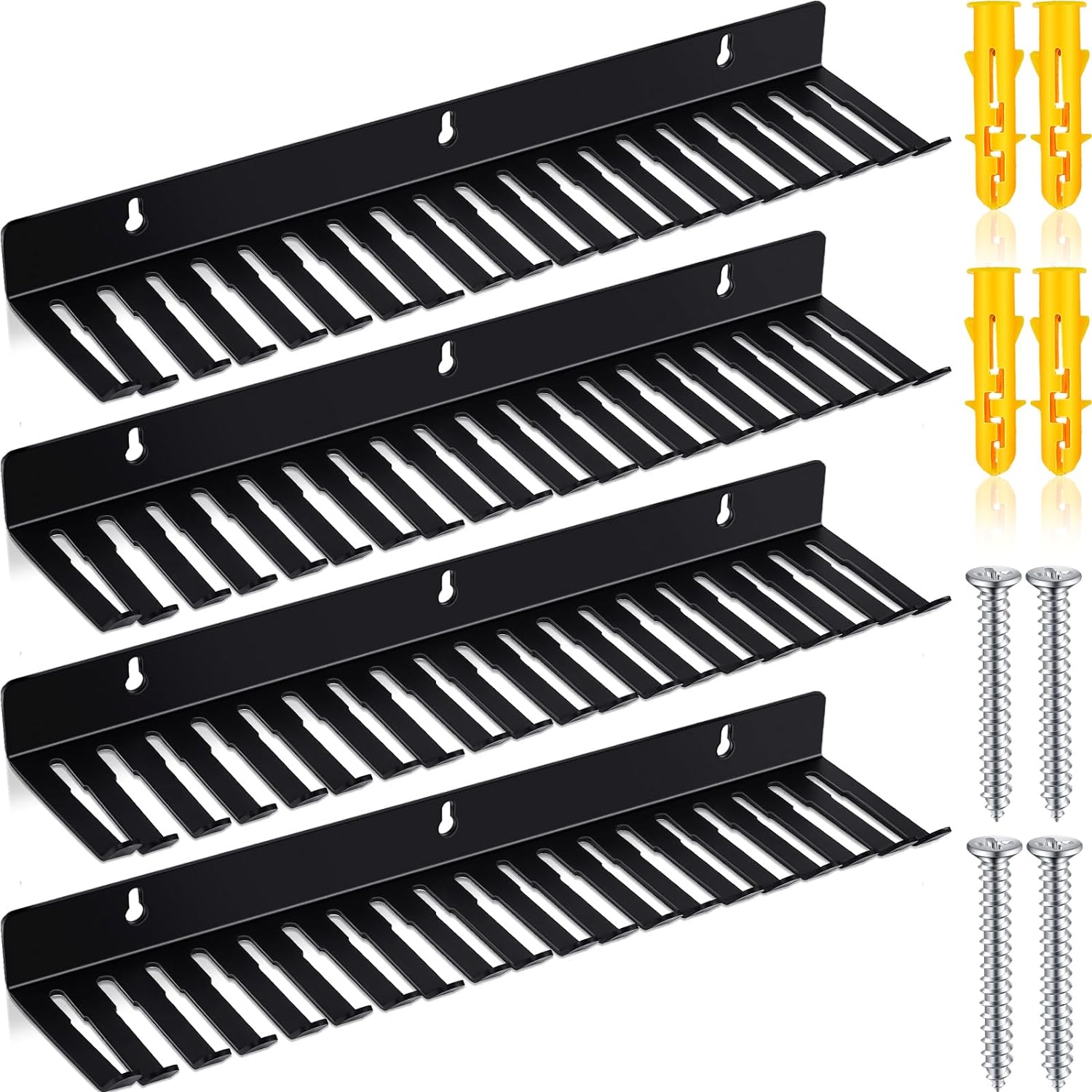 Space-Saving Wall Mountable Cable Hanger and Rack Organizer with 19 Cable Slots