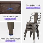 Durable Steel Restaurant Dining Table Set With 4 Chairs Powder Coating