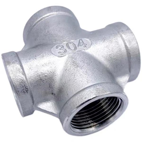 Stainless Steel 3/4" Female 4 Way Cross Cast Pipe Fitting Coupling for