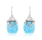 925 Sterling Silver Natural Larimar Heart Earrings Customized