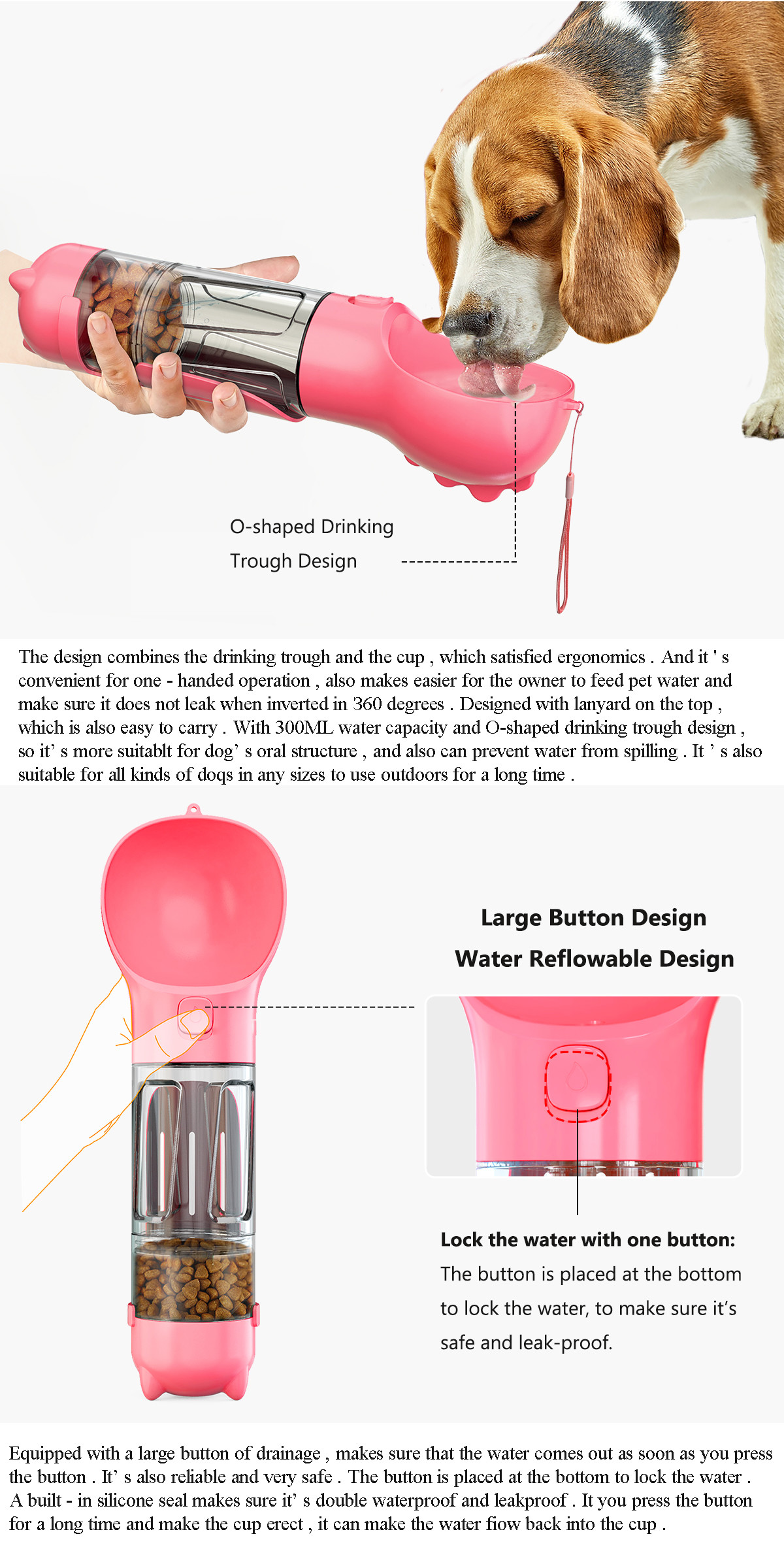 Large Capacity Disassembled Automatic Pet Feeders 4 In 1 Water Bottle