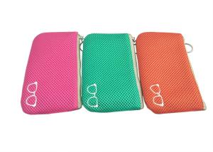 Quality Portable Soft Sunglasses Pouch / Zipper Eyewear Cases with Embroidery Logo wholesale