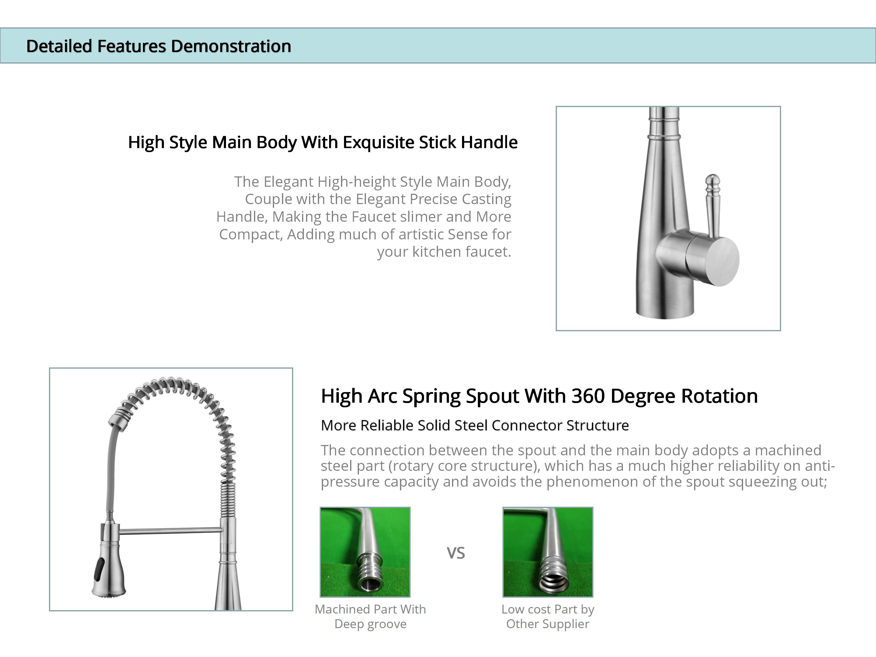 Retractable Spring Coil Kitchen Faucet Space Saving Motion Sensor For Sink