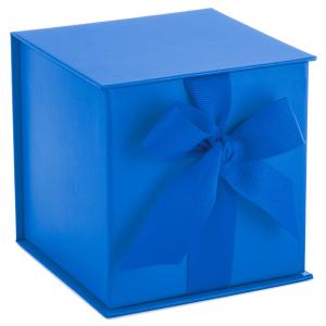 Quality Royal Blue Small Gift Rigid Cardboard Packaging With Shredded Paper Filler wholesale