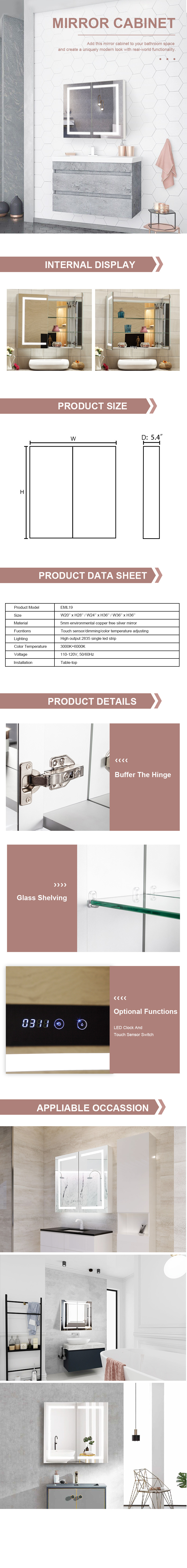 Rectangle LED Light Bathroom Wall Mirror Cabinet With Barbershop Design