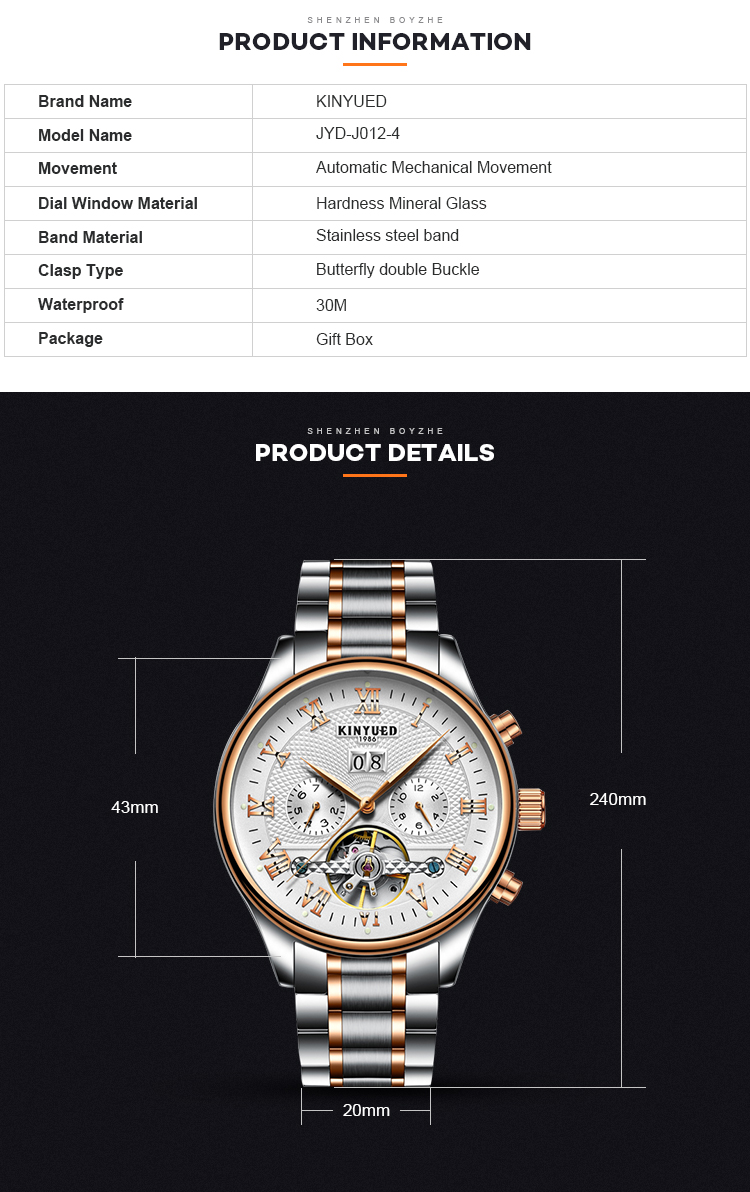 Wholesales China men steel automatic skeleton mechanical watch automatic watch luxury