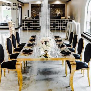 Quality Luxury Hotel Wedding Table And Chairs Stainless Steel Leg With Morrored Top wholesale