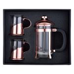Borosilicate Glass French Press Travel Mug Rose Gold Portable 1000ml Stainless