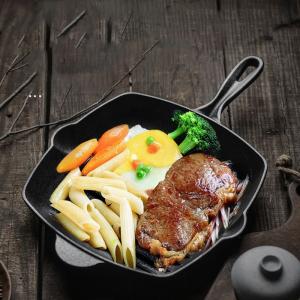 Quality Kitchen Cooking Grill Steak Non Stick Cast Iron With Wooden Handle wholesale