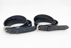 Quality Punching Pattern Genuine Engraved Leather Belt 124g Weight With 3mm Studs wholesale