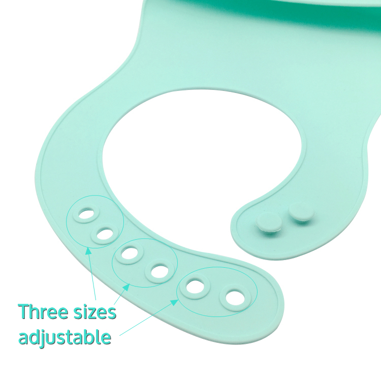 High quality soft food grade silicone material waterproof silicone baby bib easily wipes clean
