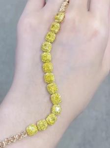 Quality 6.213ct Yellow Diamond Tennis Bracelet Cushion Shape Cultivated Diamonds wholesale