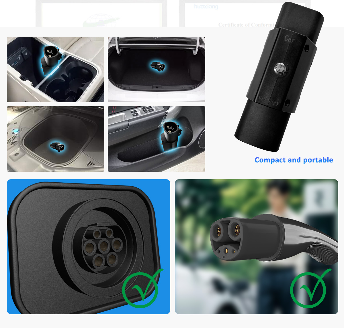 7kW Tesla EV Charging Adapter NACS to GBT Car Connector Socket Switch for 220V Input Voltage Condition