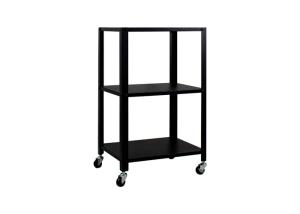 Quality 83cm Height Metal Frame Vintage Black 3 Layer Shelf With Castors wholesale