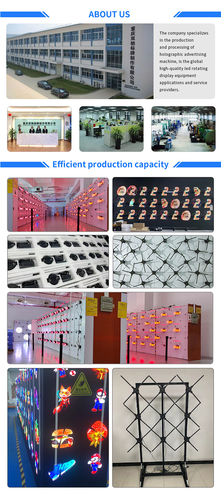 OEM 56cm 512P High Resolution 3D Hologram Fan Display with 4 Blades and 512 Lamp Beads