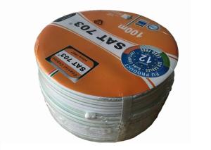 Quality Satellite SATV 75 Ohm Coaxial Cable SAT703 0.8mm CCC With Green Strips Line wholesale