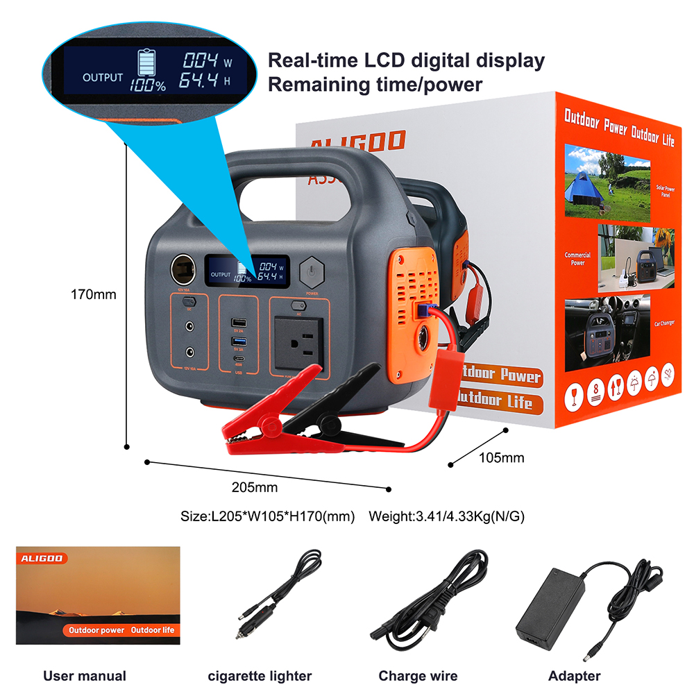 2022 Hot Product off Grid Energy System 220v 300w Lithium Portable Solar Power Station with Jump Start