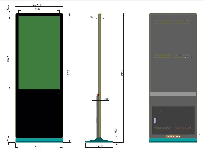 49" 50" inch Ground stand LCD LED WIFI Signage with Android OS