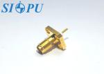 Brass RF Coaxial Female SSMA Connector Four Hole Flange Mounted