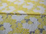 Floral Yellow / Orange Polyester Lace Fabric Cotton Two Tone Burnout Lace