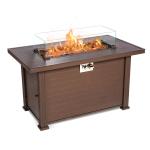 50,000BTU Auto Ignition Propane Fire Pit Black Tempered Glass Top Clear Glass