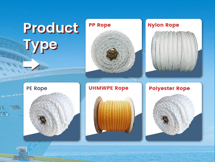 100% High Tenacity UV Resistance 40mm 8 12 Strand Dacron Polyester Multifilament Marine Mooring Rope