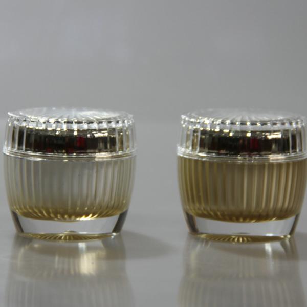 Yellow Round Acrylic Plastic Luxury Face Cream Cosmetic Packaging Containers 30g