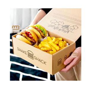 Quality Fast food grade packaging burger box customized French fries and fried chicken takeaway burger box wholesale
