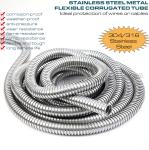 304/316 Stainless Steel Flexible Corrugated Conduit DN20 (Ø20mm x Ø24.3mm) 50M