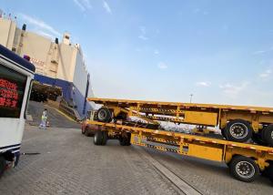 Quality 12500*2500mm Flatbed Full Trailer Truck 28T JOST Landing Gear wholesale