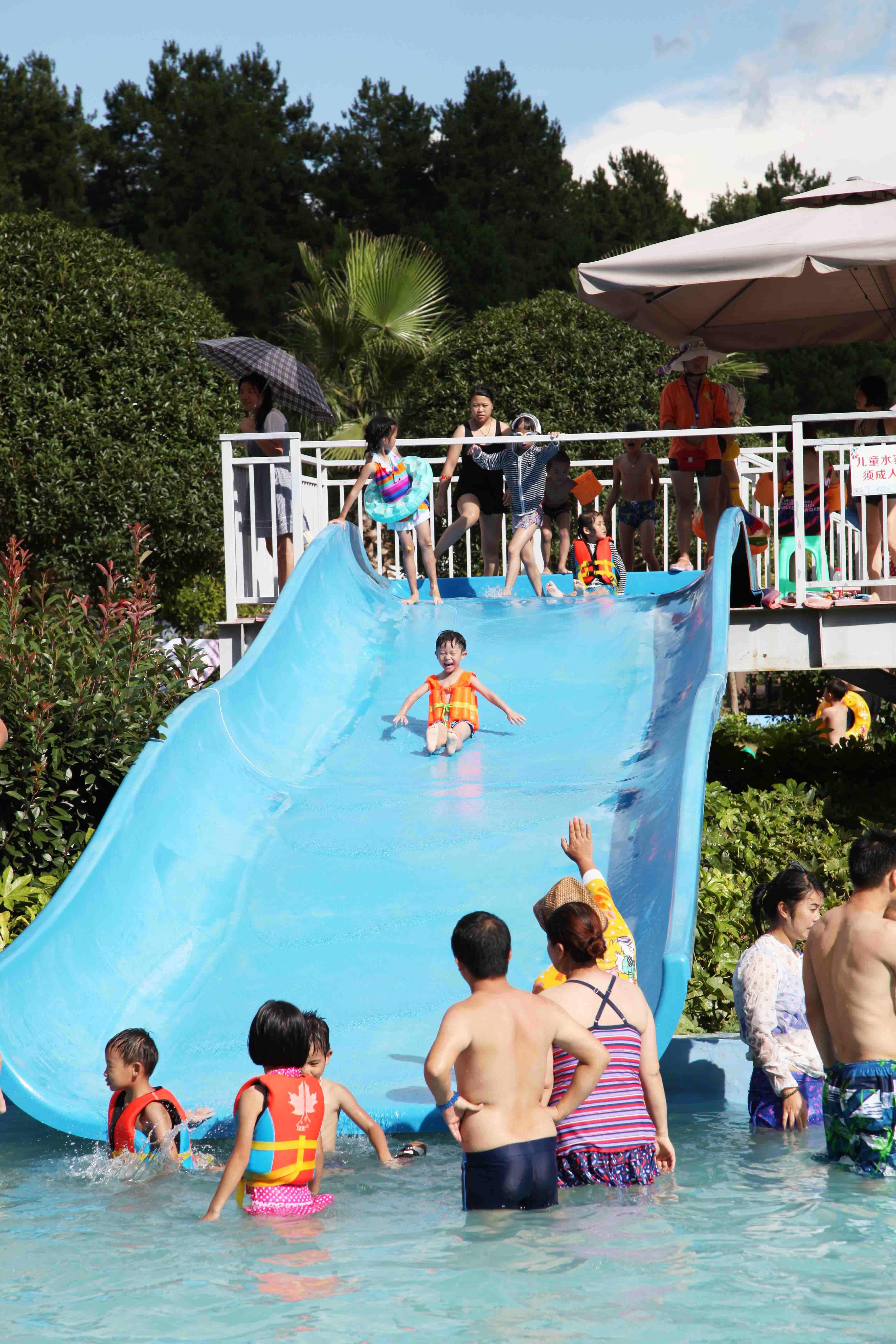 Customized 3 Riders Kids' Water Slides Aqua Park Equipment , Pink / Orange / Blue