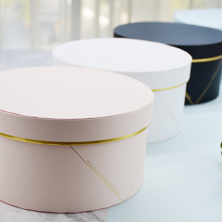 Round Biodegradable Luxury Paper Gift Box Custom Color For Marble Rose