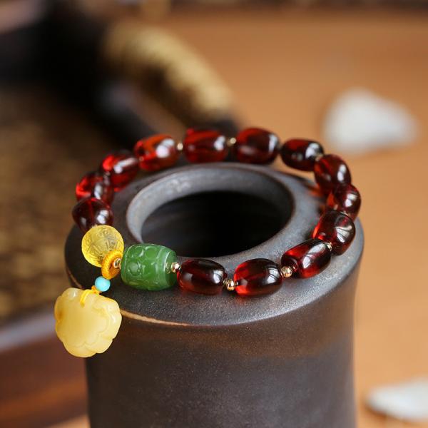 Newest Fashion Design Amber Natural Gemstone Healing Crystal Beads Bracelets
